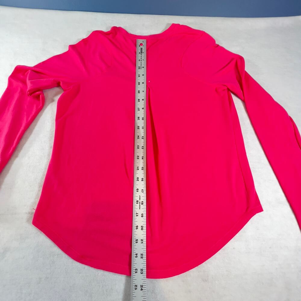 Avia Long Sleeve Shirt Woman's S / Ch 4-6 Running w/ Thumbholes HOT PINK - Picture 9 of 11